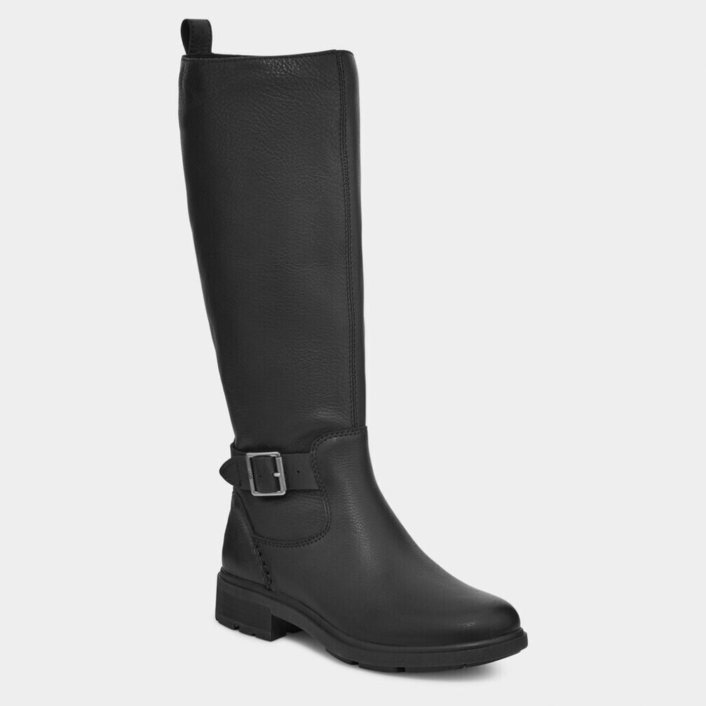 NEW UGG HARRISON TALL 1123491 BLACK LEATHER WATERPROOF WOMAN BOOT SEAM size 6.5